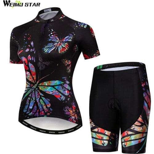 Weimostar Summer Pro Mountain Cycling Clothing Women Short Sleeve MTB Cycling Jersey Set Quick Dry Bike Jersey Kit Bicycle Wear