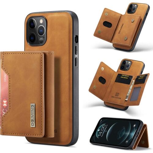 DG.MING Split body Magnetic Case PU Leather Divide Wallet Bag Close Cover for iPhone 12 11 Pro Max Mini 8 7 PLUS XR XS SE 2020