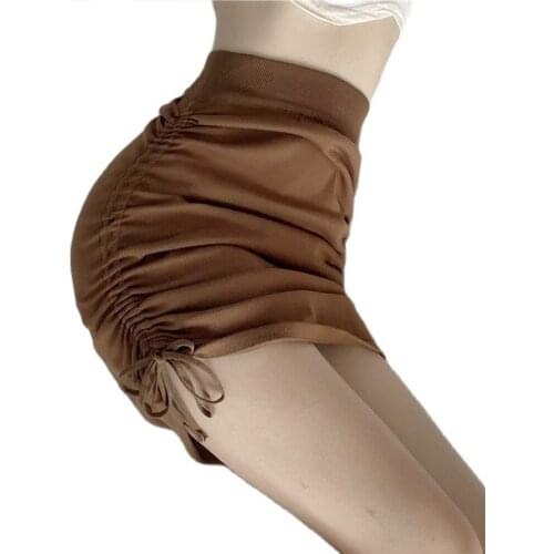 Fashion high waist drawstring skirt female 2021 summer thin casual bag hip culottes loose slim short skirt womens clothing