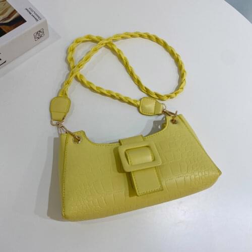 Fashion Design Women Small Square Shoulder Bags Solid Color Ladies Messenger Bags Elegant Crocodile Pattern Female Purse Handbag