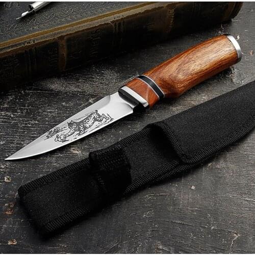 New hunting knife pure manual forged outdoor survival small straight Wooden handle high hardness of sharp knives