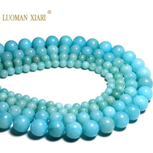 Wholesale Blue Beads Natural White Stone Beads For Jewelry Making Amazonite Color Diy Bracelet Necklace 6mm 8mm 10mm Beads