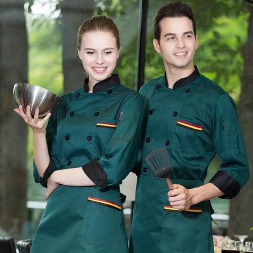 2017 Fall/Winter Restaurant Chef Clothing Double Breasted Fashion Black Red Uniform Men and Women Hotel Cheap Workwear Wholesale