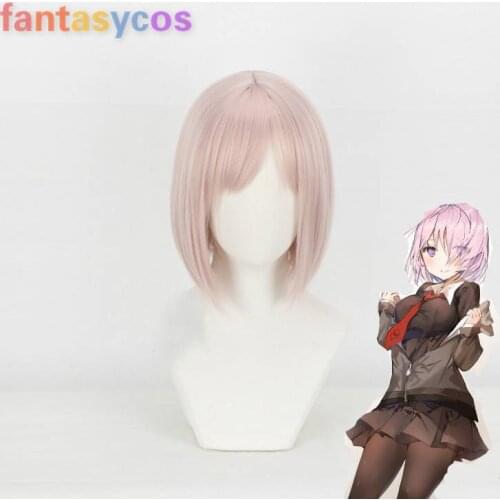 Fate/Grand Order Mash Kyrielight Demi-Servant Shielder Pink Short Synthetic Wig Cosplay Wig Heat Resistance Hair+ Free Wig Cap