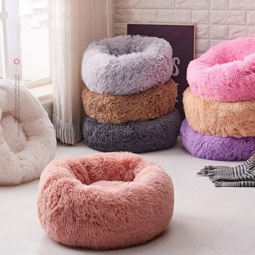 Plush Dog Bed House Dog blanket Winter Warm Sleeping Cats Nest Soft Long Plush Dog Basket Pet Cushion Portable Pets Supplies M70