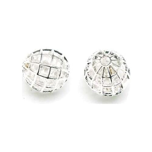 Miasol 5 Pcs Silver Plated Metal Hollow Cast Round Charm Beads For Diy Jewelry Making