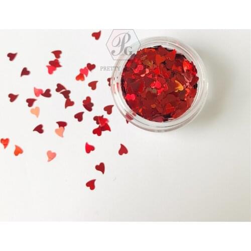 PrettyG 1 Box 3MM Heartbeat Holographic Glitter Sequins For Nails Henna Tattoo Tumbler Crafts Art Decoration Accessories