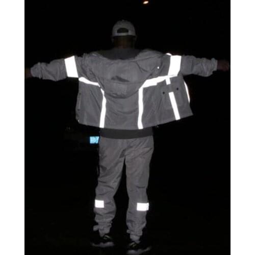 Dropshipper Autum Reflective Splice Hooded Jacket Men Windbreaker Coat Thin Casual Lover Jackets Women Hip Hop jaqueta masculina