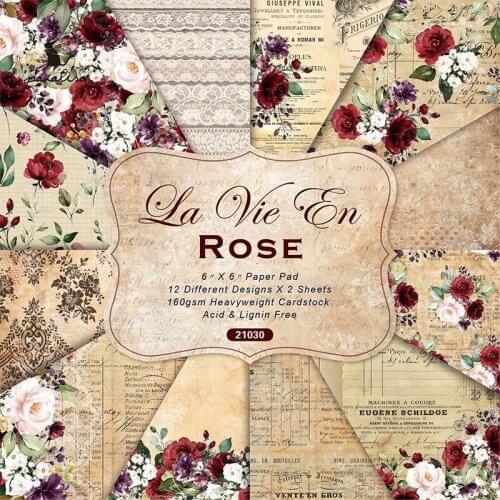 Rose Scrapbooking paper pack of 24 sheets handmade craft paper craft Background pad 828