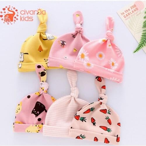100% Cotton Fashion Knot Baby Hat Candy Color Cotton Boy Cap Spring Autumn Baby Girls Newborn Infant Toddler Kids Hats