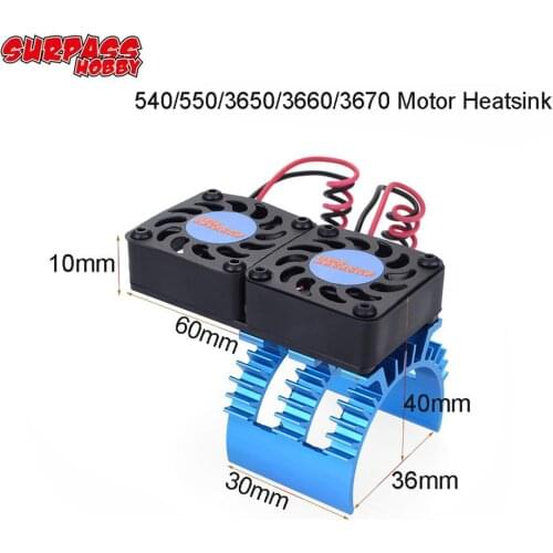 SURPASS HOBBY Motor Heatsink With Double Cooling Fan for 1/10 RC Car 540/550/3650/3660/3665/3670 Motor Heat Dissipation