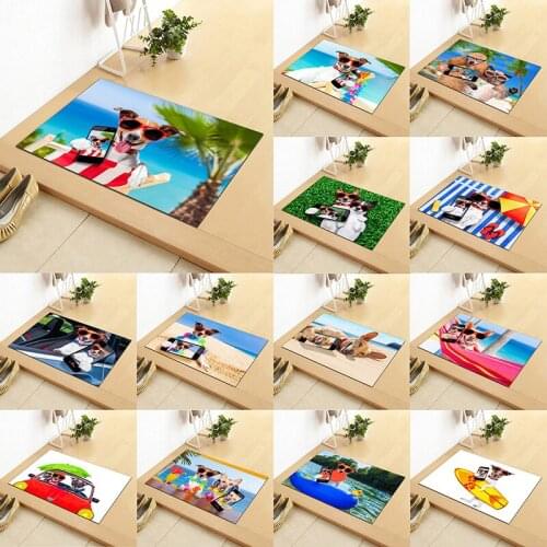 Absorb Water Shower Entrance Floor Mats Lovely Dogs Bathroom Rug Slip-resistant Door Cushion Mat Soft Kids Prayer Carpet 60*90cm