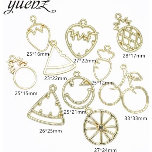 YuenZ 8pcs fashion fruit KC Gold Color Trendy Charm Woman Earring Necklace Alloy Charms for Jewelry Making W116