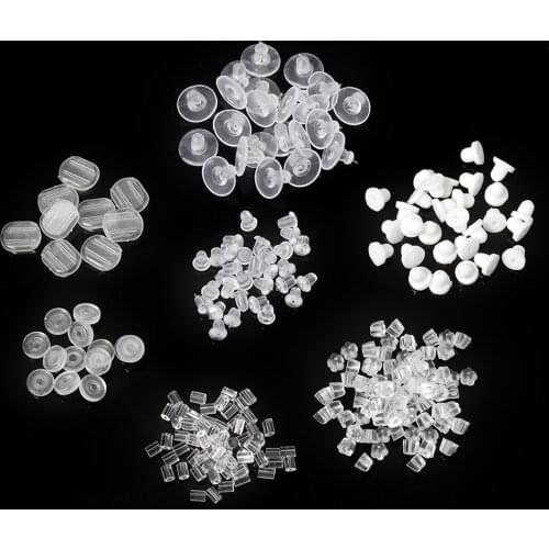 200/50pcs Silicone Earring Stopper Soft Rubber Ear Clip Pad Transparent Earring Plugs for DIY Jewelry Making Earring Accessories