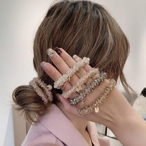 Fashion Hairband Scrunchies Elegant Jewelry Elastic Hair Band for Women Pearl Crystal Rhinestone Girl Headpiece Hair Accessories