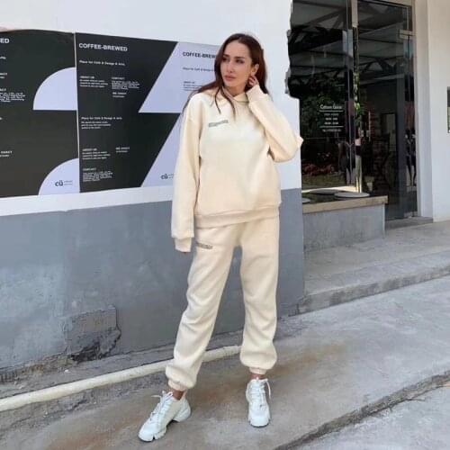 2020 autumn winter long sleeve candy color hoody ins hot women sets big size