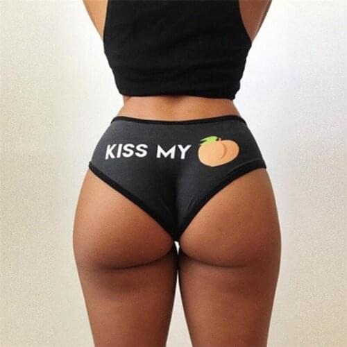 Lady Sexy Panties Mature Female Briefs All-Match Breathable Comfortable Panties Mutandine Kiss Me Peach Pattern Pantie