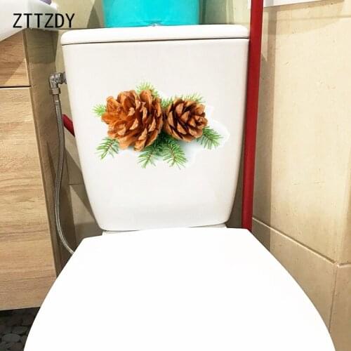 ZTTZDY 25.8×17.6CM Fresh Planting Pine Cones Home Bathroom Toilet Stickers Plant Wall Decoration T6-0209