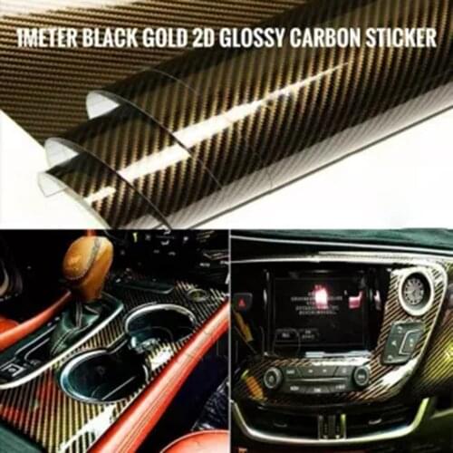 1 Roll Car 2D Glossy Stickers High Gloss Black Gold Vinyl Film Auto Roof Sticker Sheets Wrap Decals Interior Accessories