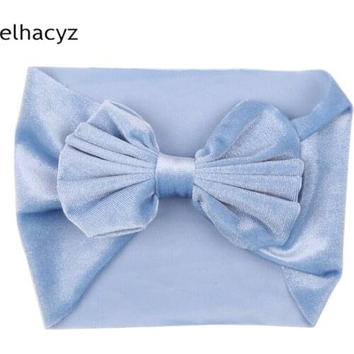 1PC NEW Autumn Winter 5" Big Bow Velvet Headband Kids Girls Hair Bow Elastic Headband Wide Warm Headwrap Party Hair Accessories