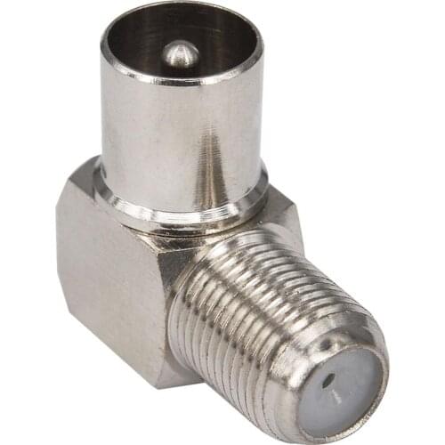 10 Pieces Brass F female Jack to pal male right angle adapter TV plug connector nickelplated