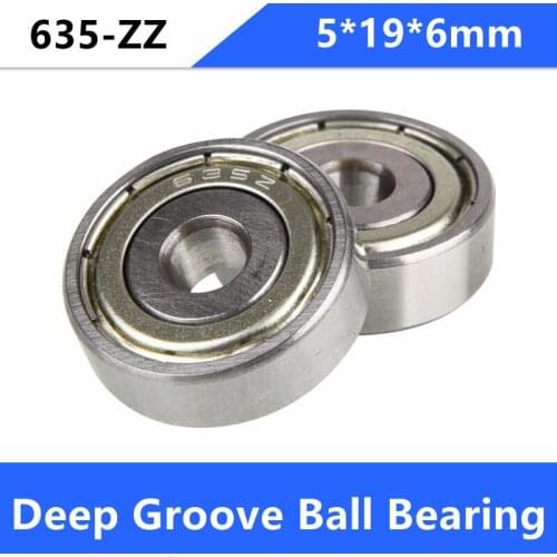 100pcs/lot 635ZZ 635-ZZ 635 ZZ 5*19*6mm Deep Groove Ball bearing Mini Miniature Ball Bearings 5x19x6mm