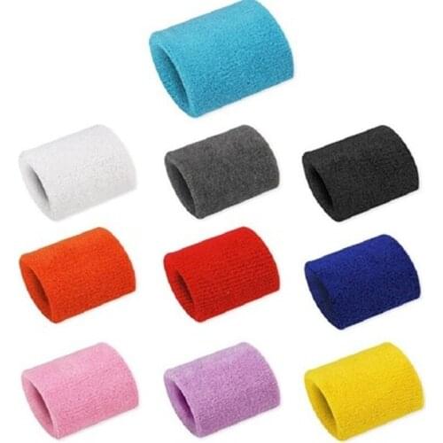 2PCs Colorful Cotton Unisex Sport Wrist Protector Brace Wristband Running Badminton Basketball Sweatband Terry Cloth Sweat Band