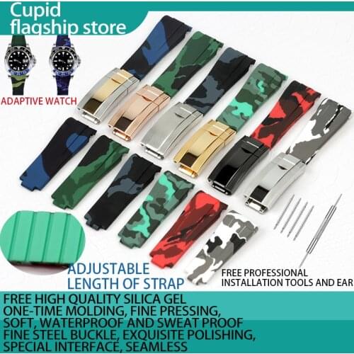 20mm accessories Camo nature silicone Rubber Watchband watch band For Role strap Daytona Submariner GMT OYSTERFLEX Bracelet