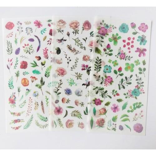 3 Sheets /Pack Blooming Flowers Diary Decorative Stickers DIY Album Party Decor
