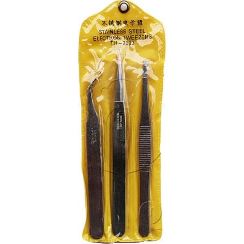 3 in1 Stainless Steel Precision Model Electron Tweezers TH-2003
