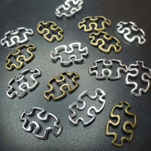 30pcs Charms Puzzle Jigsaw 18x30mm Antique Charms Pendant Fit,Vintage Tibetan Silver DIY For Bracelet Necklace