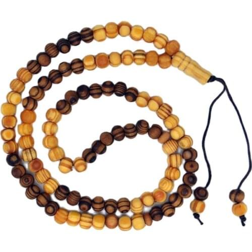 8mm Oiled Pine Wood 99 Prayer Beads Islamic Muslim Tasbih Subhah Masbahah Misbahah Allah Muhammad Rosary