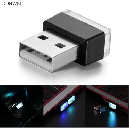 Donwei Car USB LED Atmosphere Lights Decorative night Lamp Emergency Lighting Universal PC Portable Plug and Play Red/Blue/White