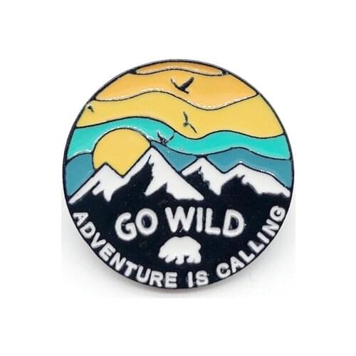 ADVENTURE IS CALLING Brooch GO WILD Pin Set Lapel Brooches Fans Clothes Decoration