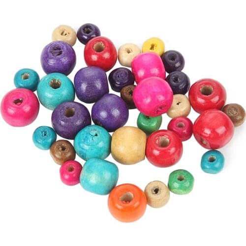 200Pcs6/8/10/12mm Mixed Round Loose Space Beads For Jewelry Making DIY Bracelet Charm Wooden Bead Accessories Finding Hole 1.5mm