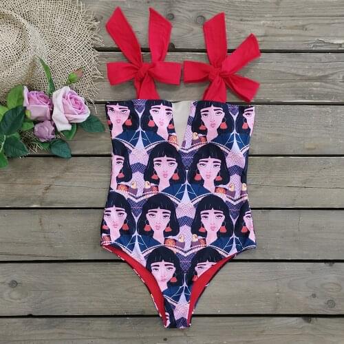 One Piece Swimsuit 2021 New Cute Swimwear Women Bow Swimwear Hollow Out Bathing Suit Back crisscross Monokini Swim