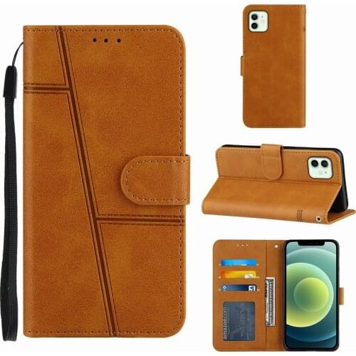 Cute Line Business Leather Case For Etui Huawei P Smart 2021 Y5P Y6P 2020 Y6 2019 Honor 8A 9S Protective Wallet Card Coque D09E