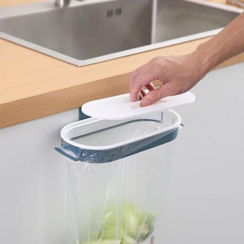 Garbage Bag Holder Kitchen Cabinet Door Basket Hanging Trash Can Waste Bin Garbage Rack Tool Storage Holders Trash Racks