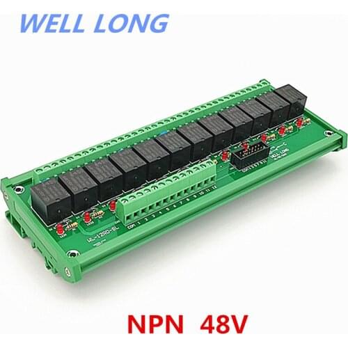 DIN Rail Mount 12 Channel NPN Type 48V 15A Power Relay Interface Module,HF JQC-3FF-48V-1ZS Relay