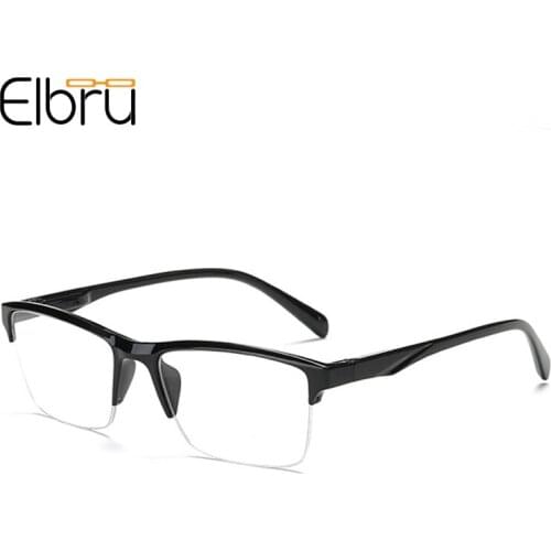 Elbru Fashion Ultralight Resin Half Frame Reading Glasses Brand Designer Vintage Presbyopia Eyeglasses High Quality Spectacles