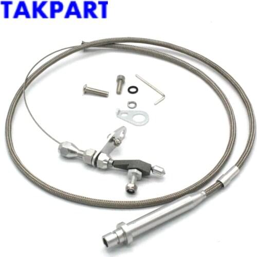 TAKPART TH-350 Stainless Braided Transmission Kick Down Cable Detent Chevy Trans