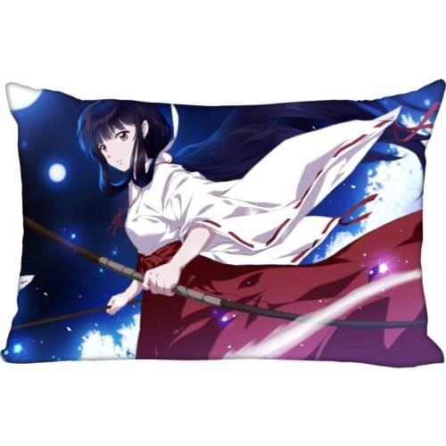 Hot Inuyasha Printed Satin Pillowcases Two sides Standard Silk Soft Rectangle zipper pillowcover More size Custom LOGO