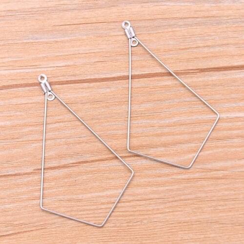 20Pcs 33*57mm Shaped Ring Polygon Charm Stainless Steel Pendant Open Bezels Hollow Pressed Resin Frame Mold DIY Jewelry Making