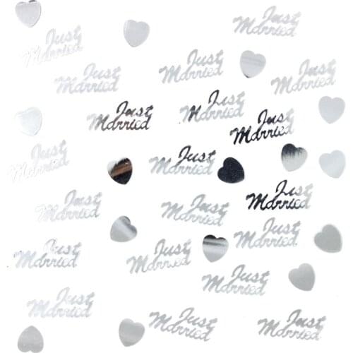 KSCRAFT Sliver Just Married And Heart Sequins PVC Flat for DIY Card Making Craft Color Collection