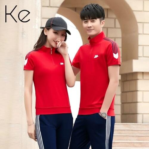 KE Summer 2021couple sports suit cotton sportswear suit female short-sleeved polo trousers tracksuit men sportset women