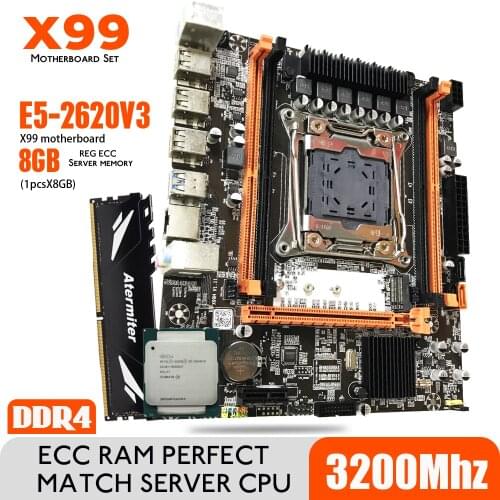 X99 DDR4 4 DIMM D4 Motherboard Set with Xeon E5 2620 V3 LGA2011-3 CPU 1pcs * 8GB = 8GB PC4 RAM 3200MHz DDR4 Memory RAM REG ECC