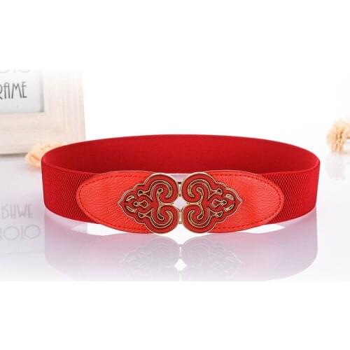 Multi Colors Women Dress Waist Belt Ladies Girls Fashion Wide Metal Flora Stretchy Elastic Waist Belt Waistband BL281