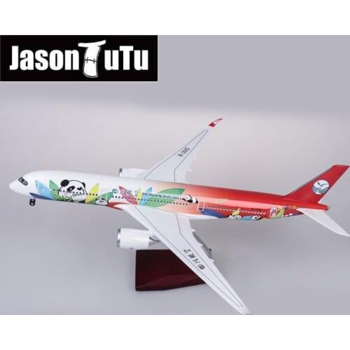 JASON TUTU 47CM 1/142 Scale Airplane Airbus A350 Sichuan Panda Airline Model W Light and Wheel Diecast Plastic Resin Plane