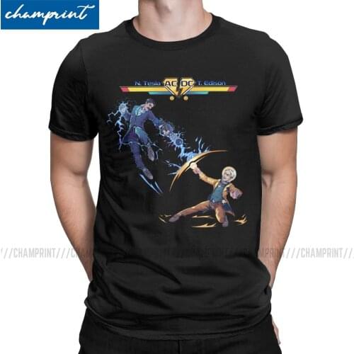 Nikola Tesla Vs Edison T-Shirt Men Electricity Science Physicist Energy Inventor Geek Nerd Hipster Tees Round Neck T Shirt