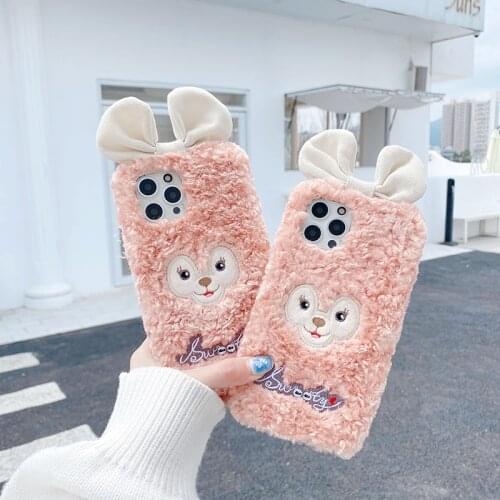 Hairy Fluffy Bowknot Plush Soft Case for Samsung Galaxy A12 A32 A42 5G A52 A72 A02S holder Winter Warm fur Soft TPU Back Cover